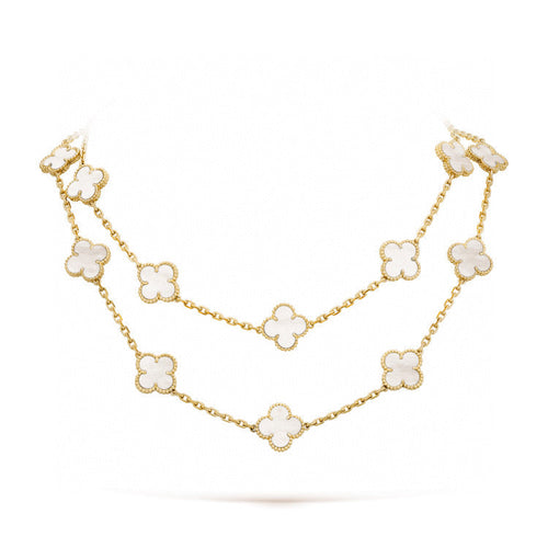 [sparkle Jewelry ]CLOVER 20 MOTIFS WHITE MOP NECKLACE