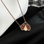 [sparkle Jewelry ]LUCKY  CARNELIANS LADYBUG NECKLACE