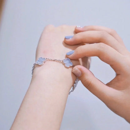 [Sparkle]LUCKY CLOVER 5-MOTIF-ARMBAND - PURPLE CHALCEDONY KOLLEKTION