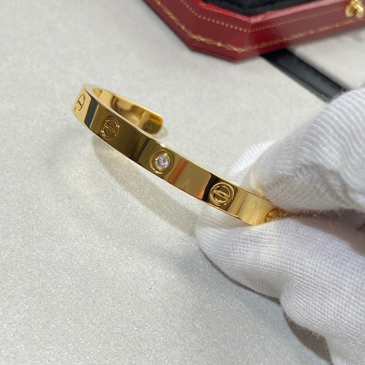 [sparkle Jewelery]LOVE BRACELET 6.1MM 1 DIAMOND OPEN CUFF