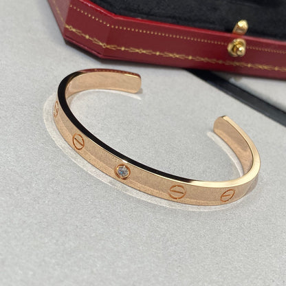 [sparkle Jewelery]LOVE BRACELET 6.1MM 1 DIAMOND OPEN CUFF