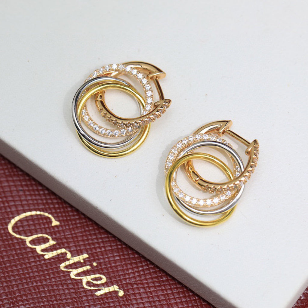 [sparkle Jewelery]TRINITY HALF DIAMOND  EARRINGS