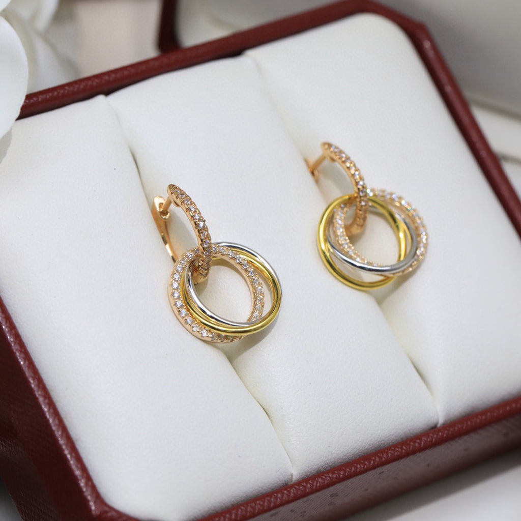 [sparkle Jewelery]TRINITY HALF DIAMOND  EARRINGS