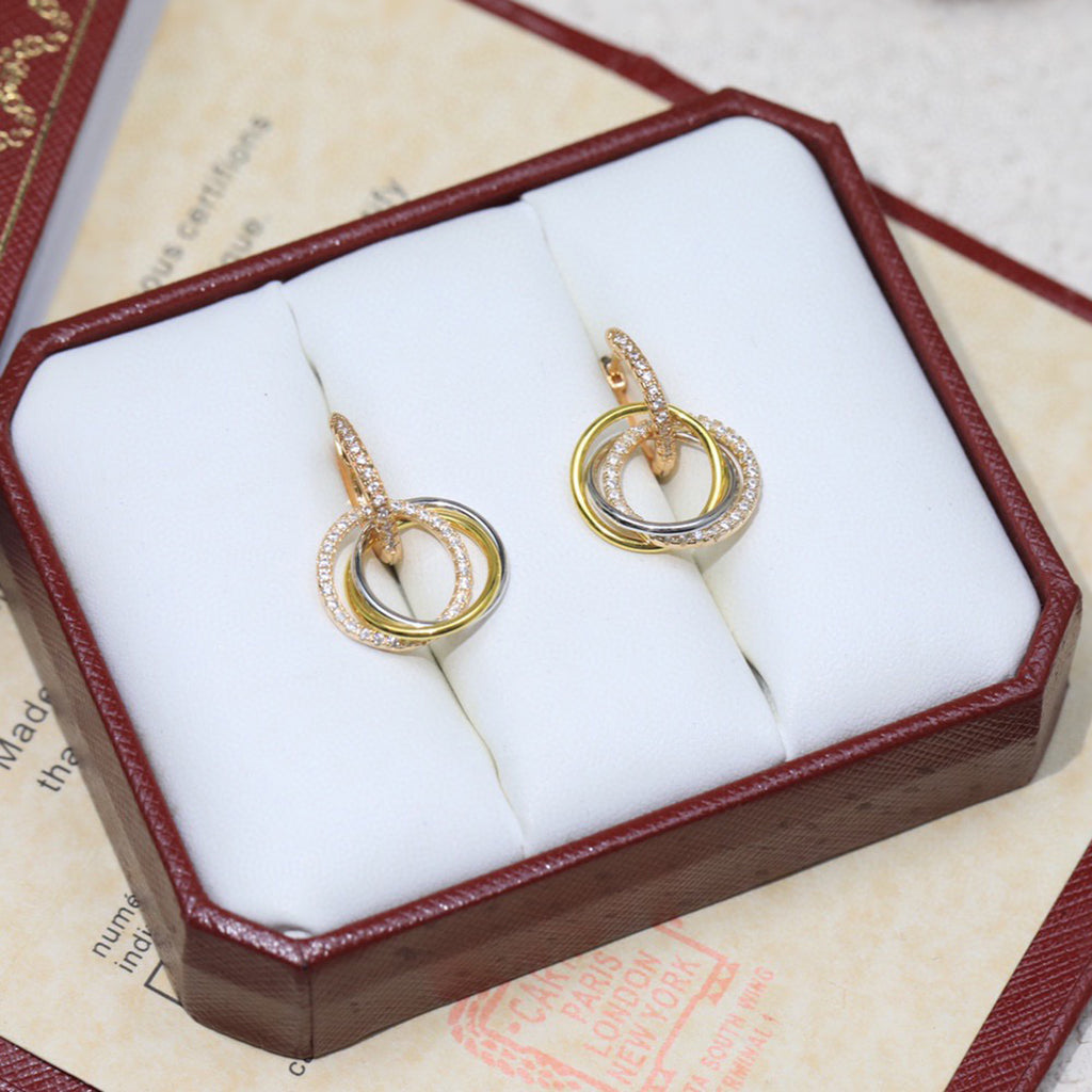 [sparkle Jewelery]TRINITY HALF DIAMOND  EARRINGS