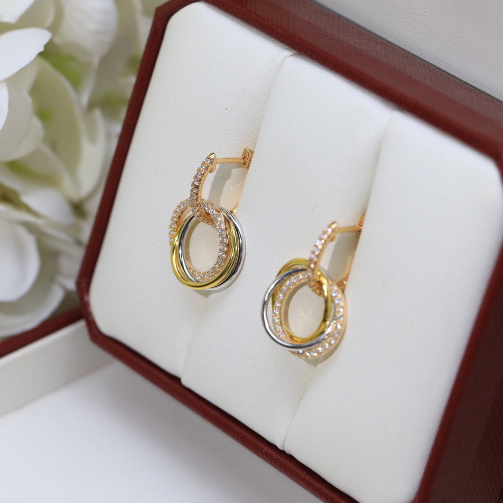 [sparkle Jewelery]TRINITY HALF DIAMOND  EARRINGS