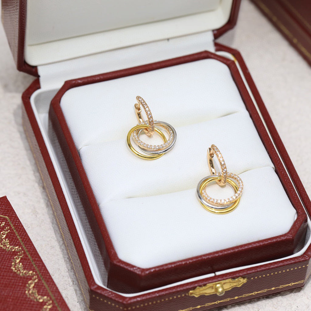 [sparkle Jewelery]TRINITY HALF DIAMOND  EARRINGS
