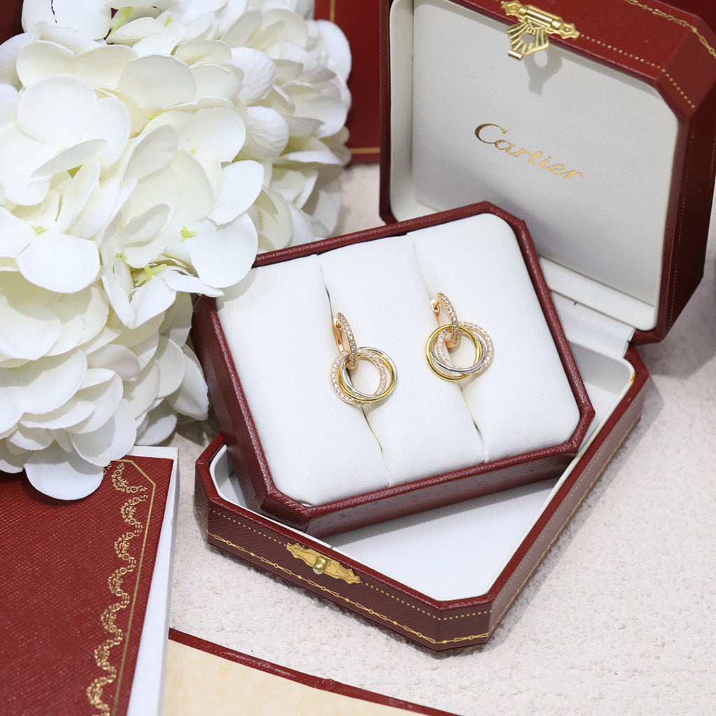 [sparkle Jewelery]TRINITY HALF DIAMOND  EARRINGS