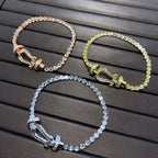 [sparkle Jewelry ]FORCE  LARGE HORSESHOE FULL DIAMOND TENNIS BRACELET