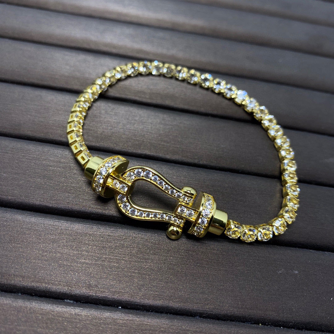 [sparkle Jewelry ]FORCE  LARGE HORSESHOE FULL DIAMOND TENNIS BRACELET