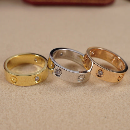 [sparkle Jewelery]LOVE 5.5MM 3 DIAMOND RING