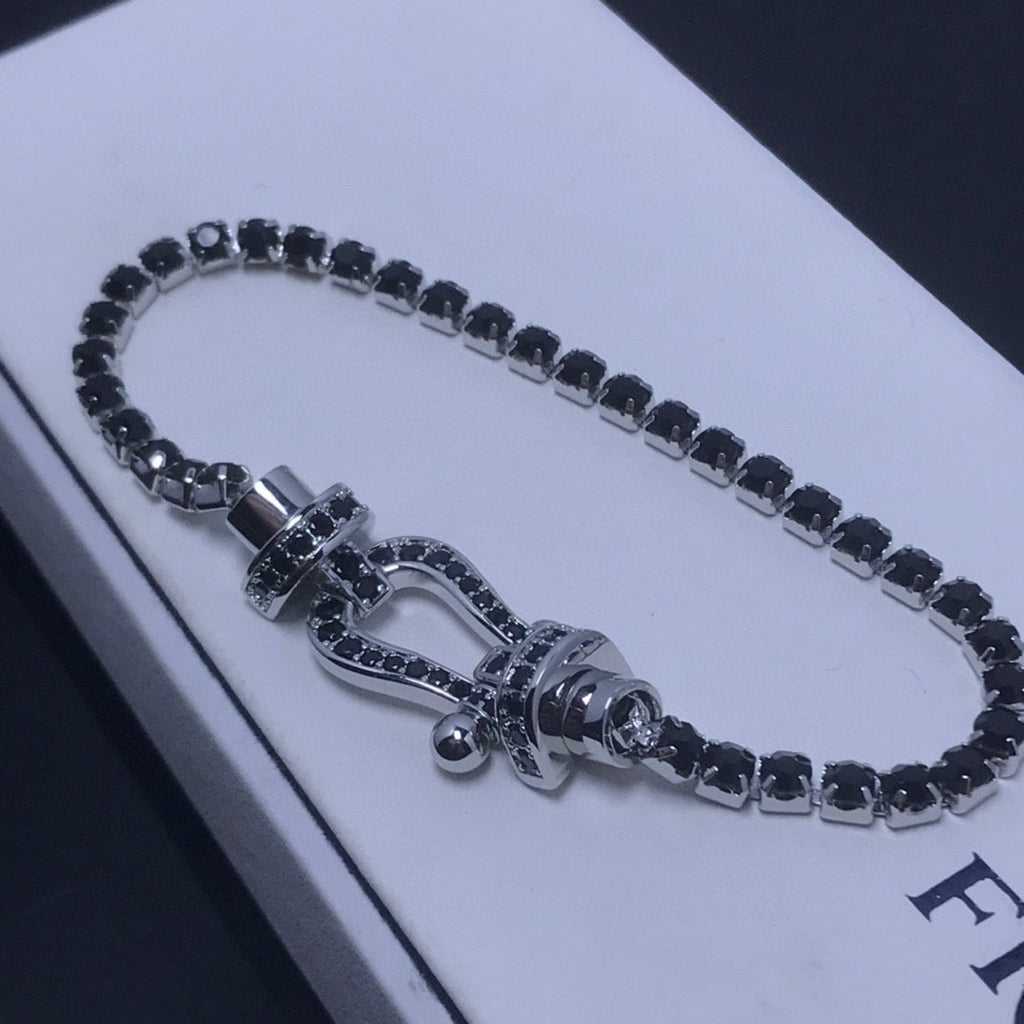 [sparkle Jewelry ]FORCE  LARGE HORSESHOE FULL DIAMOND TENNIS BRACELET
