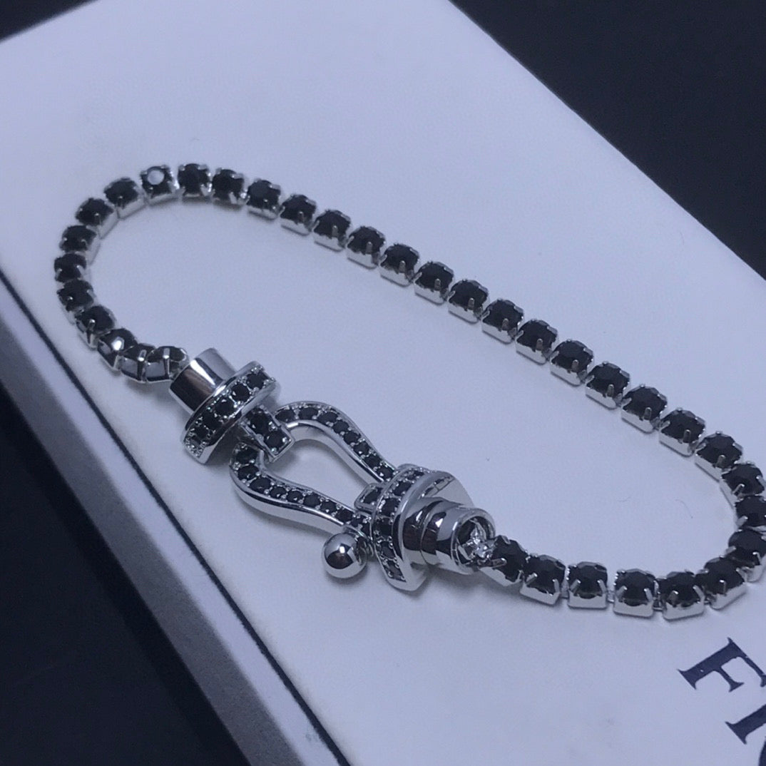 [sparkle Jewelry ]FORCE  LARGE HORSESHOE FULL DIAMOND TENNIS BRACELET