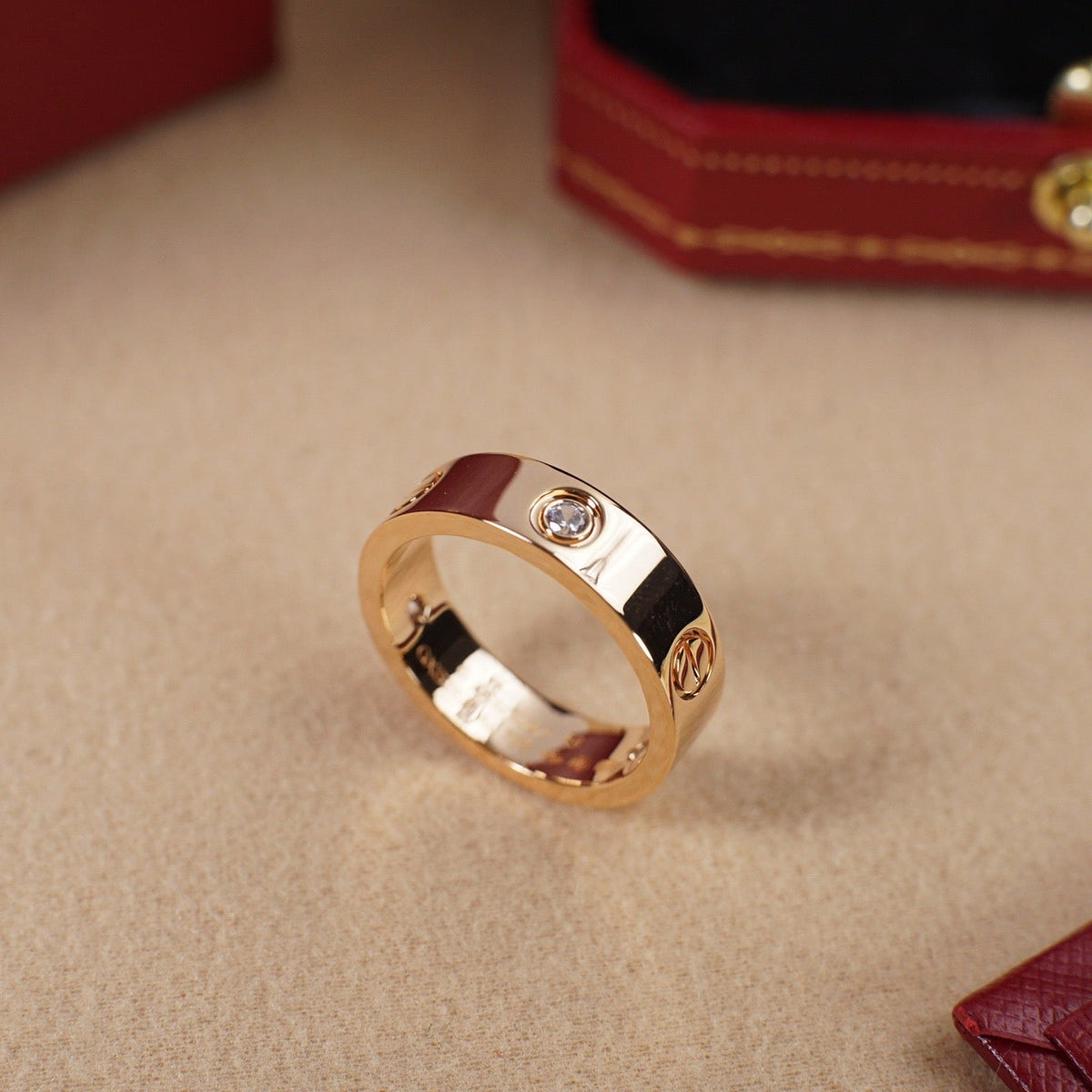 [sparkle Jewelery]LOVE 5.5MM 3 DIAMOND RING