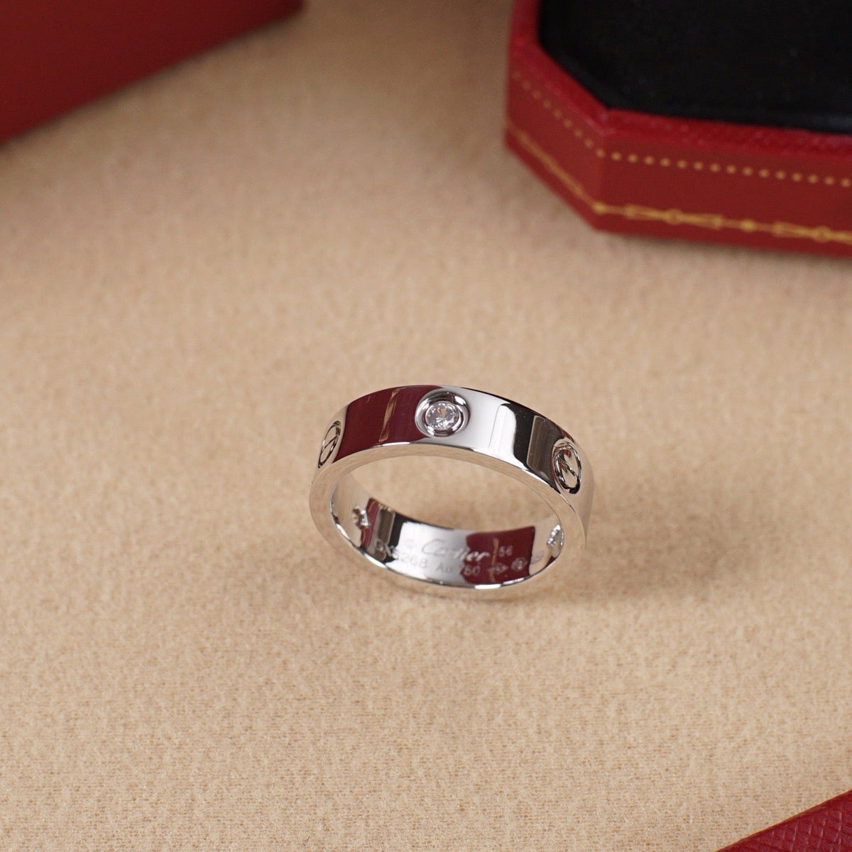 [sparkle Jewelery]LOVE 5.5MM 3 DIAMOND RING