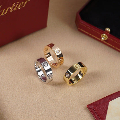 [sparkle Jewelery]LOVE 5.5MM 3 DIAMOND RING