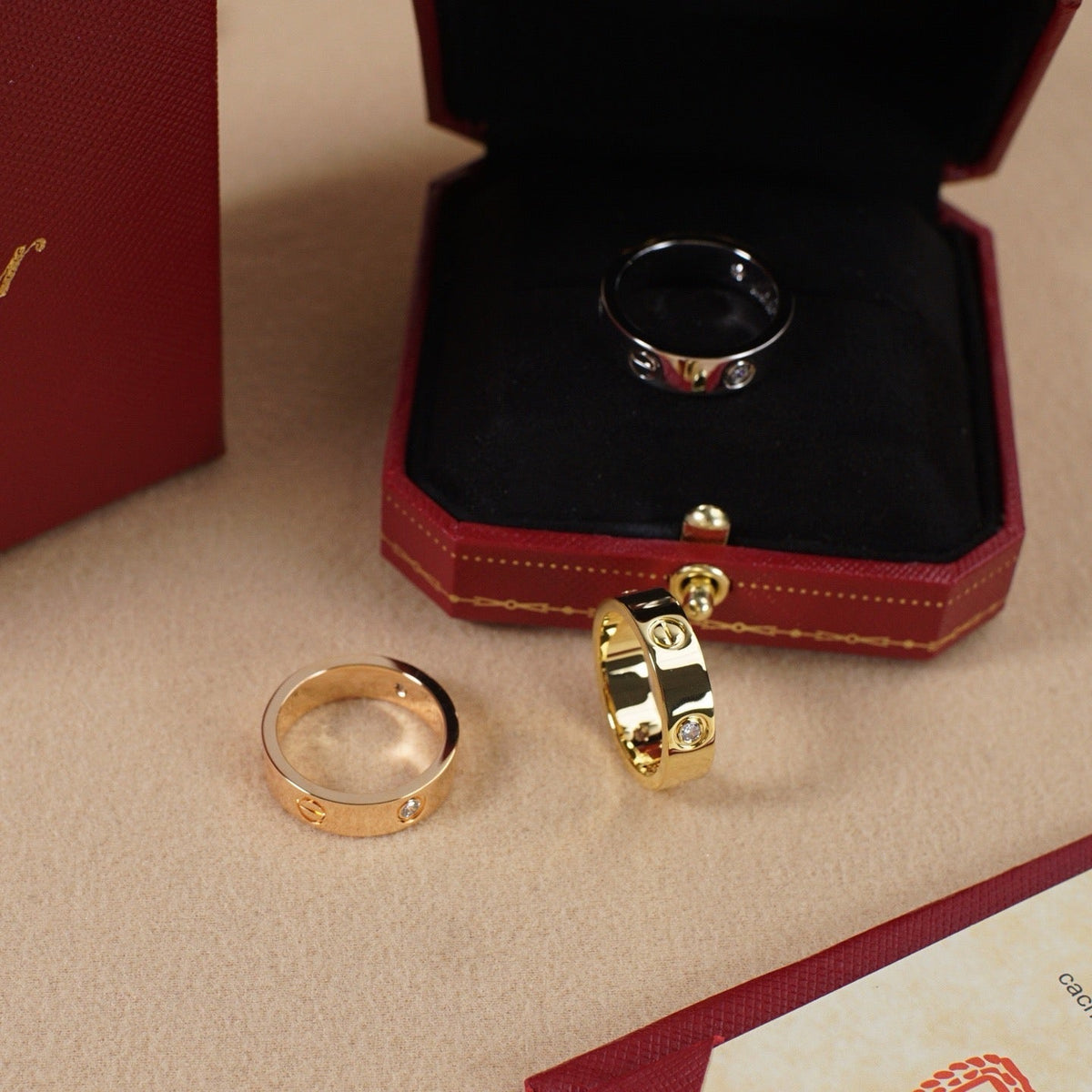 [sparkle Jewelery]LOVE 5.5MM 3 DIAMOND RING