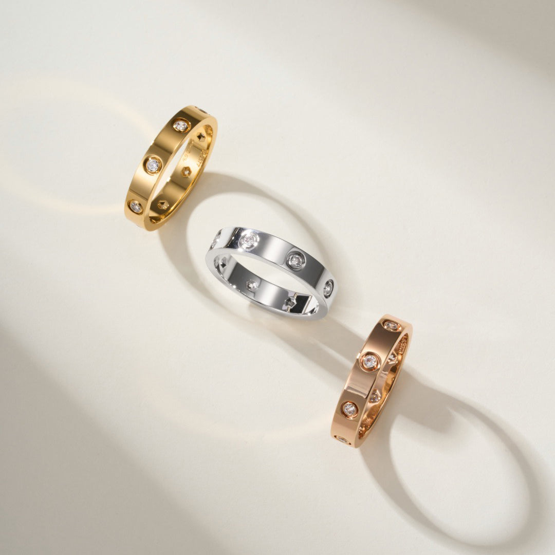 [sparkle Jewelery]LOVE 4MM 8 DIAMOND RING
