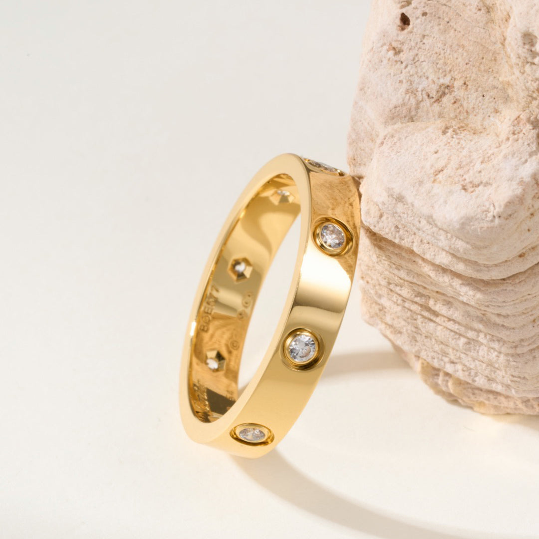 [sparkle Jewelery]LOVE 4MM 8 DIAMOND RING