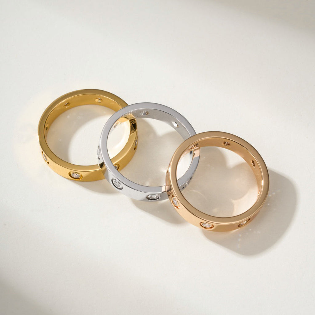 [sparkle Jewelery]LOVE 4MM 8 DIAMOND RING