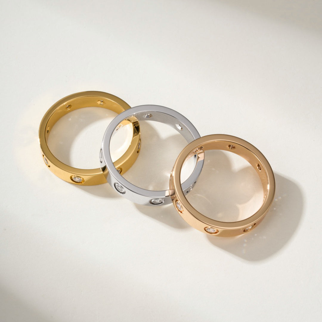 [sparkle Jewelery]LOVE 4MM 8 DIAMOND RING