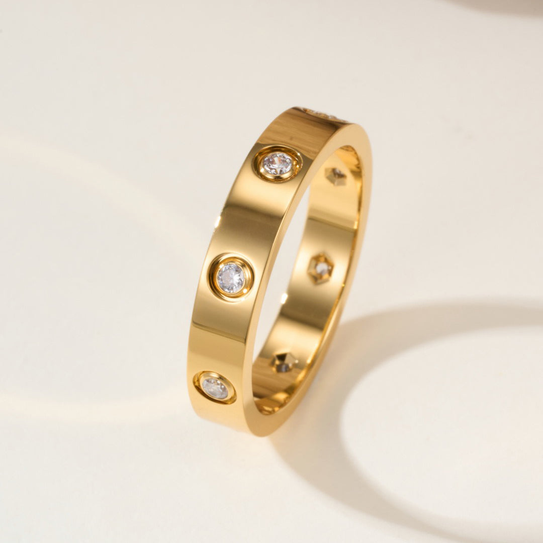 [sparkle Jewelery]LOVE 4MM 8 DIAMOND RING