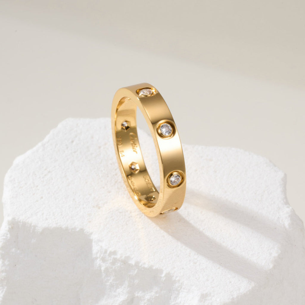 [sparkle Jewelery]LOVE 4MM 8 DIAMOND RING