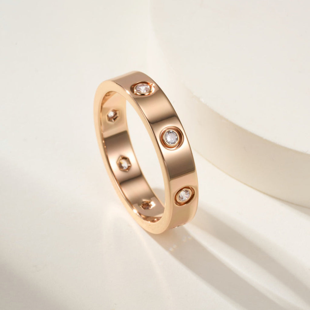 [sparkle Jewelery]LOVE 4MM 8 DIAMOND RING