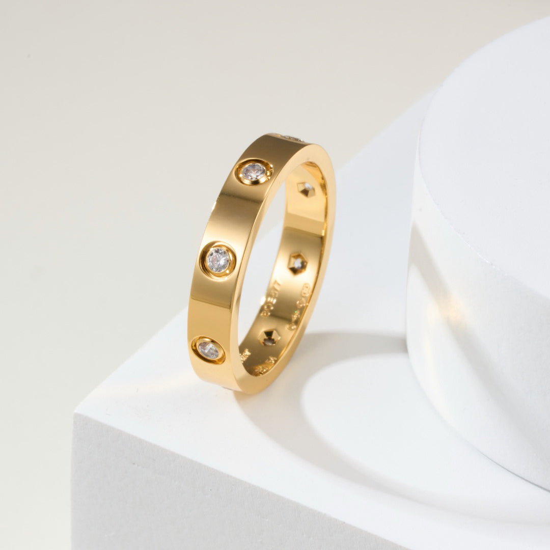 [sparkle Jewelery]LOVE 4MM 8 DIAMOND RING