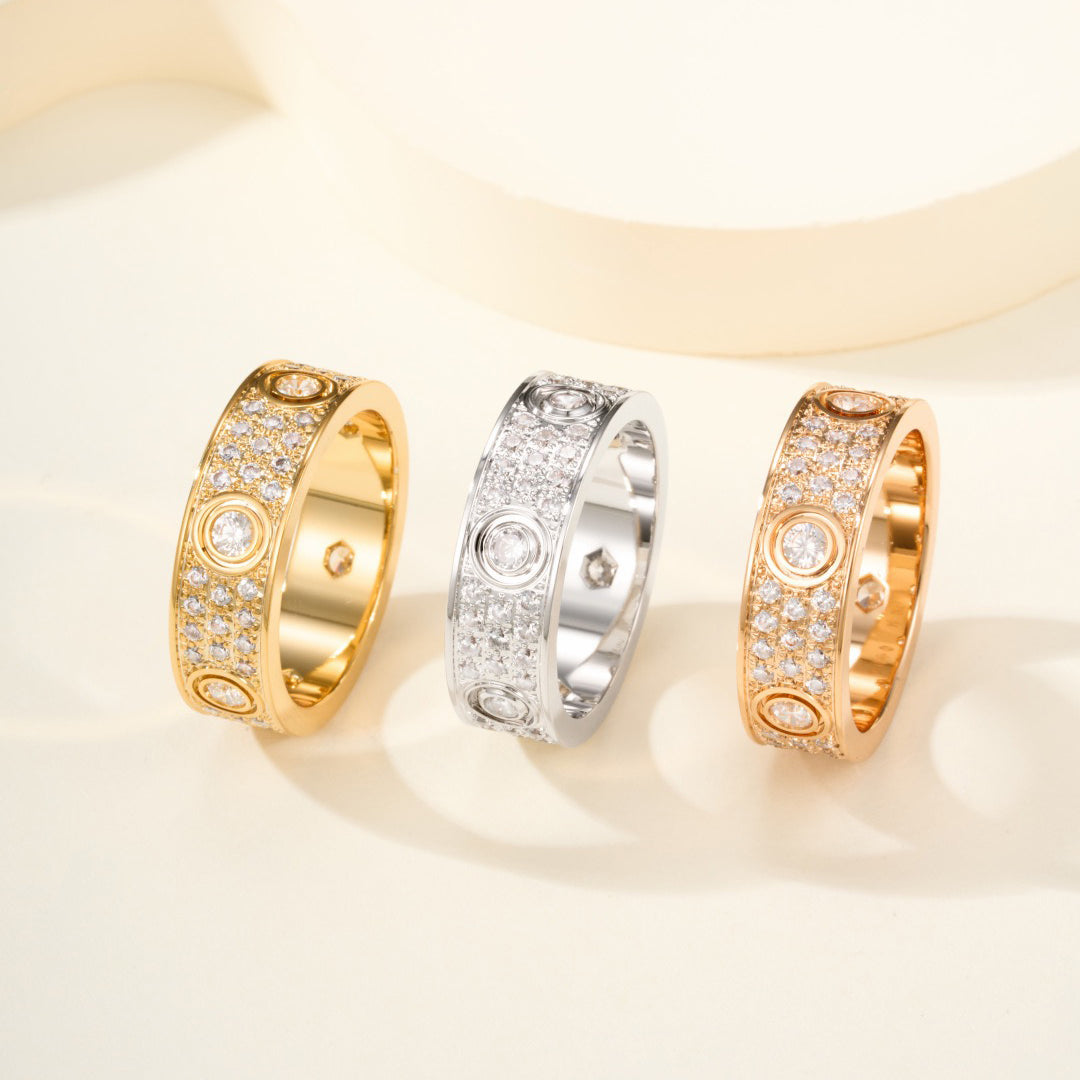 [sparkle Jewelery]LOVE 5.5MM FULL-PAVE 6-DIAMOND RING