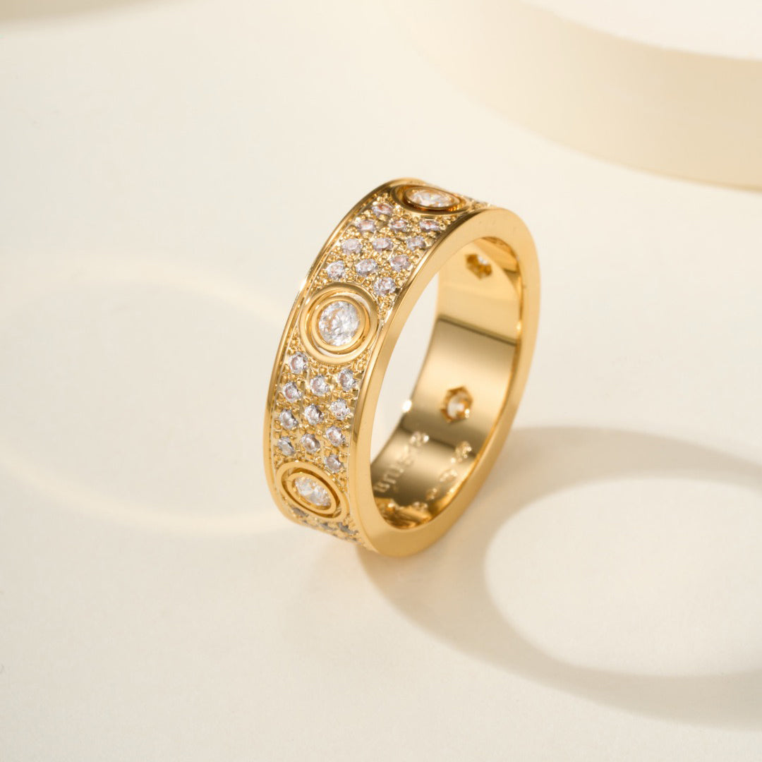 [sparkle Jewelery]LOVE 5.5MM FULL-PAVE 6-DIAMOND RING