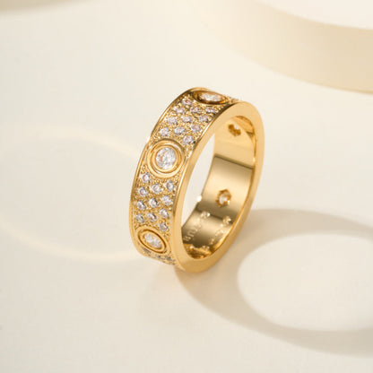 [sparkle Jewelery]LOVE 5.5MM FULL-PAVE 6-DIAMOND RING
