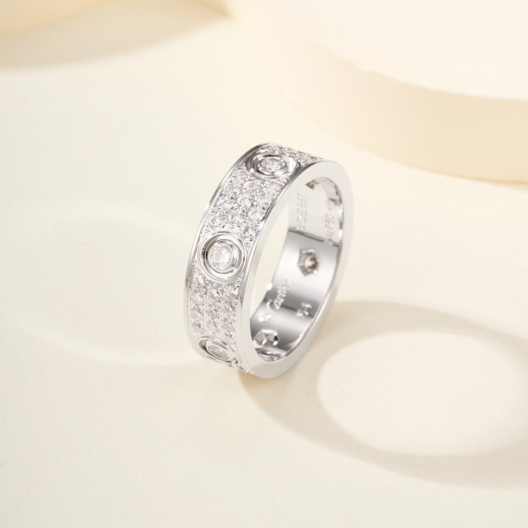 [sparkle Jewelery]LOVE 5.5MM FULL-PAVE 6-DIAMOND RING