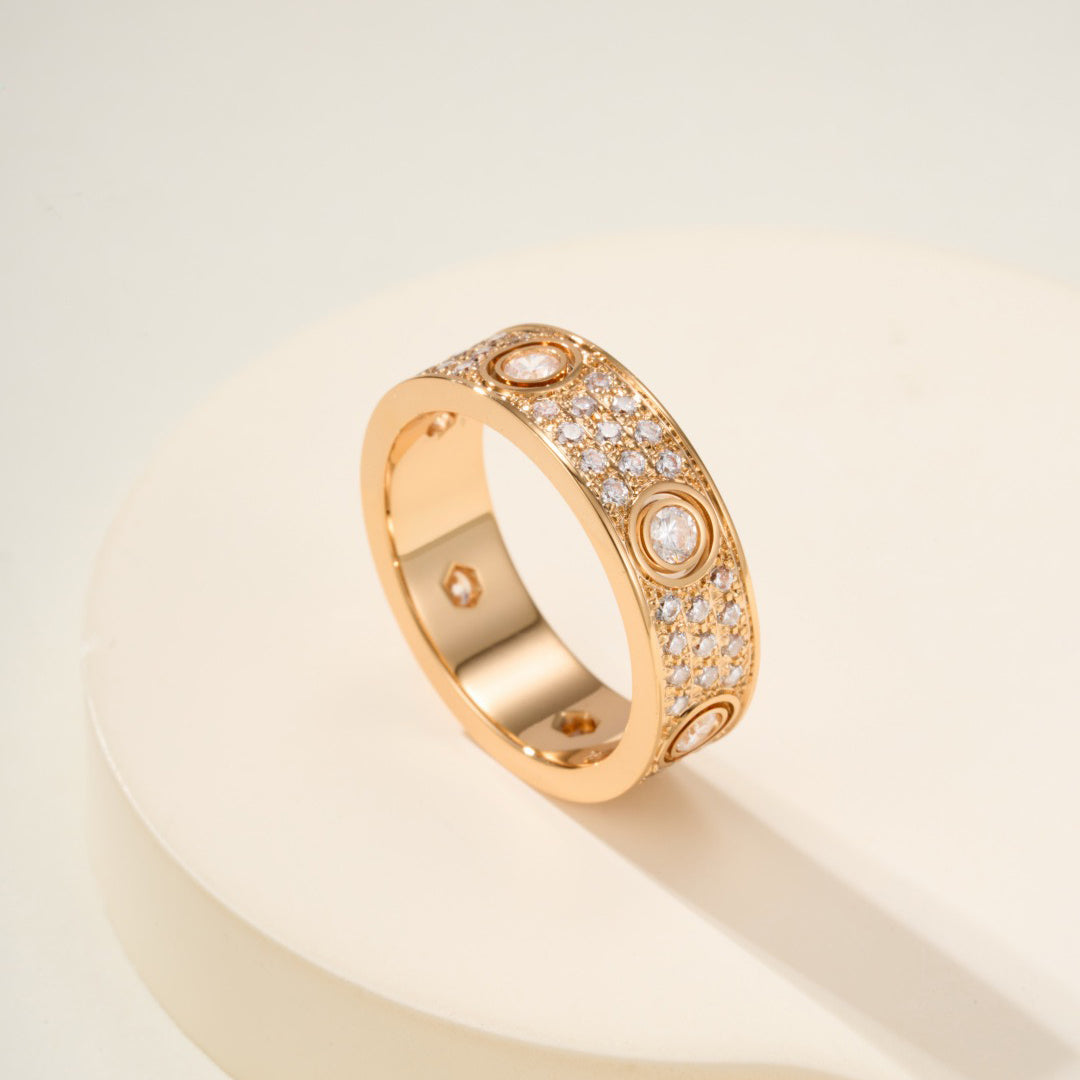 [sparkle Jewelery]LOVE 5.5MM FULL-PAVE 6-DIAMOND RING