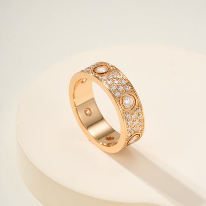 [sparkle Jewelery]LOVE 5.5MM FULL-PAVE 6-DIAMOND RING