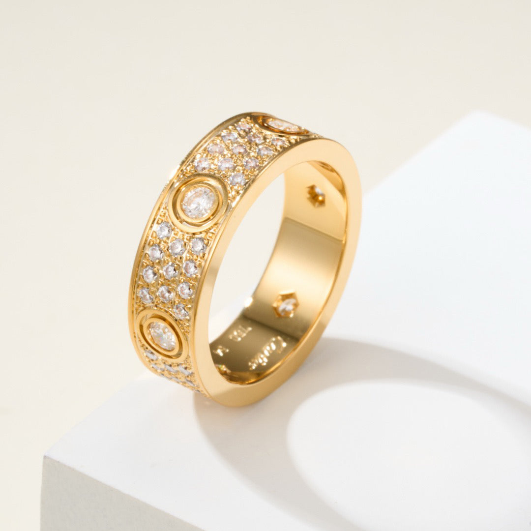 [sparkle Jewelery]LOVE 5.5MM FULL-PAVE 6-DIAMOND RING
