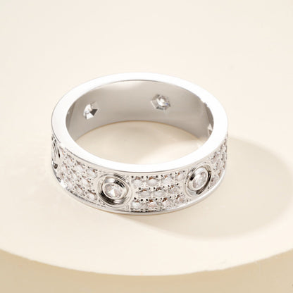 [sparkle Jewelery]LOVE 5.5MM FULL-PAVE 6-DIAMOND RING