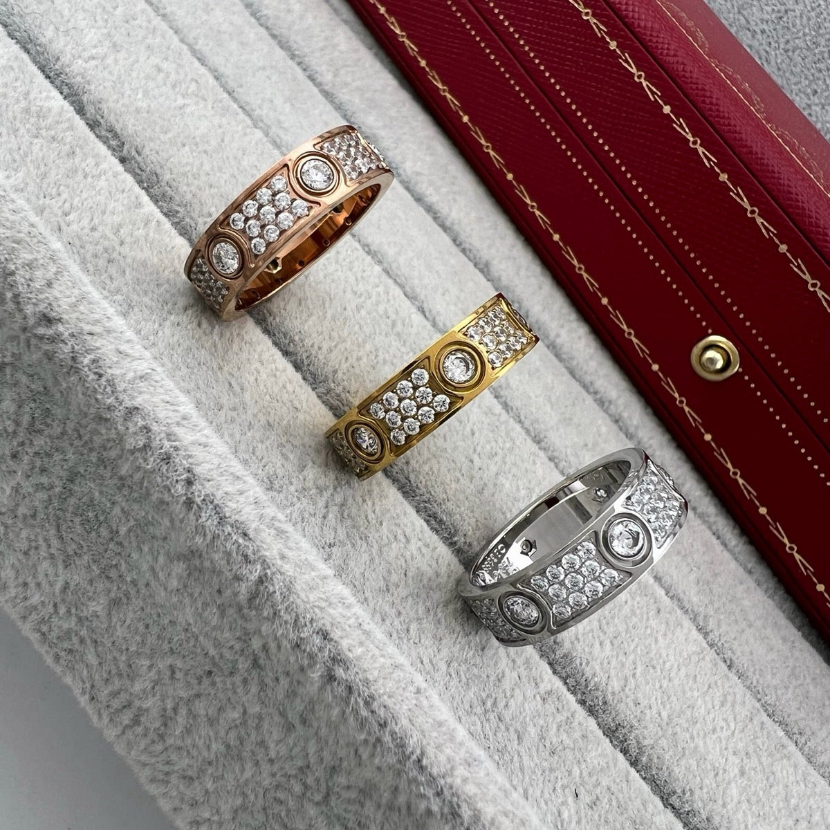 [sparkle Jewelery]LOVE 5.5MM FULL-PAVE 6-DIAMOND RING