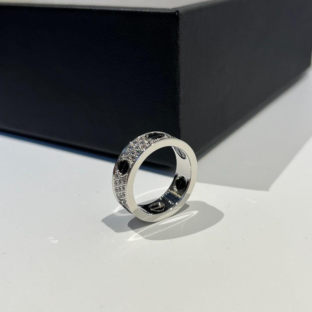 [sparkle Jewelery]LOVE RING 5.5MM DIAMONDS PAVED CERAMIC