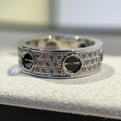 [sparkle Jewelery]LOVE RING 5.5MM DIAMONDS PAVED CERAMIC