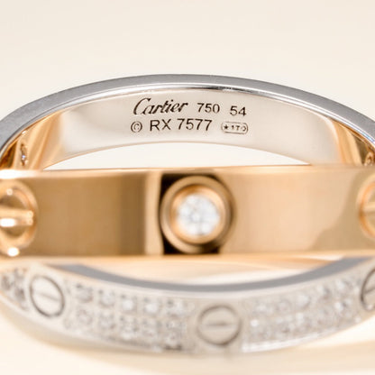 [sparkle Jewelery]LOVE PINK GOLD SILVER DIAMOND DOUBLE RING