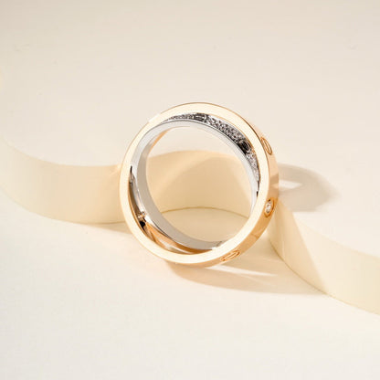 [sparkle Jewelery]LOVE PINK GOLD SILVER DIAMOND DOUBLE RING