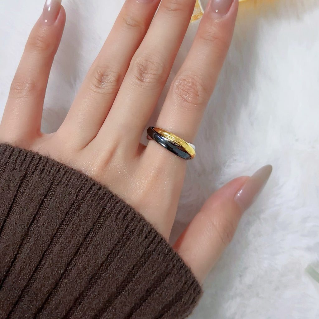 [sparkle Jewelery]TRINITY 3.2MM RING BLACK CERAMIC