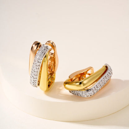 [sparkle Jewelery]TRINITY HALF DIAMOND  CUSHION EARRINGS