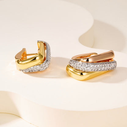 [sparkle Jewelery]TRINITY HALF DIAMOND  CUSHION EARRINGS