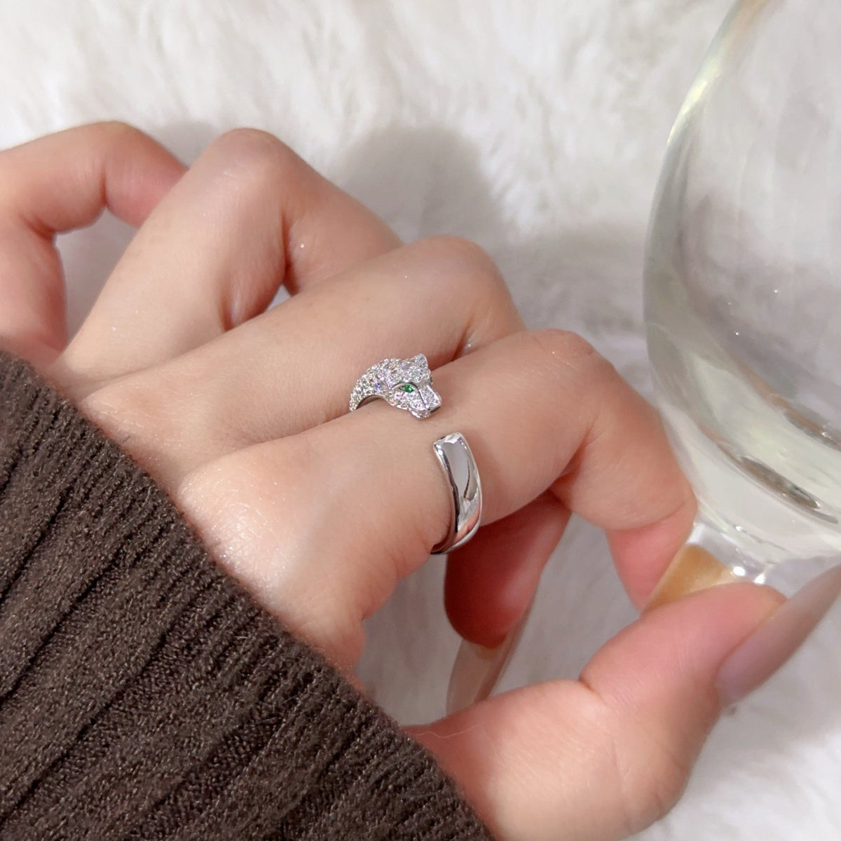 [sparkle Jewelery]PANTHERE HALF DIAMOND SMALL RING