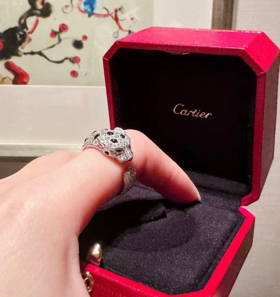 [sparkle Jewelery]PANTHERE SPOTTED FULL DIAMOND MEDIUM RING