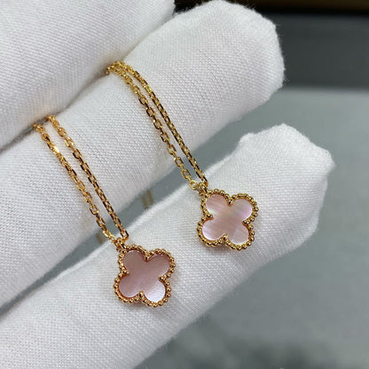 [sparkle Jewelry ]CLOVER 9.5MM PINK MOTHER OF PEARL SINGLE FLOWER NECKLACE