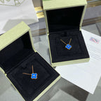 [sparkle Jewelry ]CLOVER 15MM DIAMOND AND BLUE AGATE NECKLACE