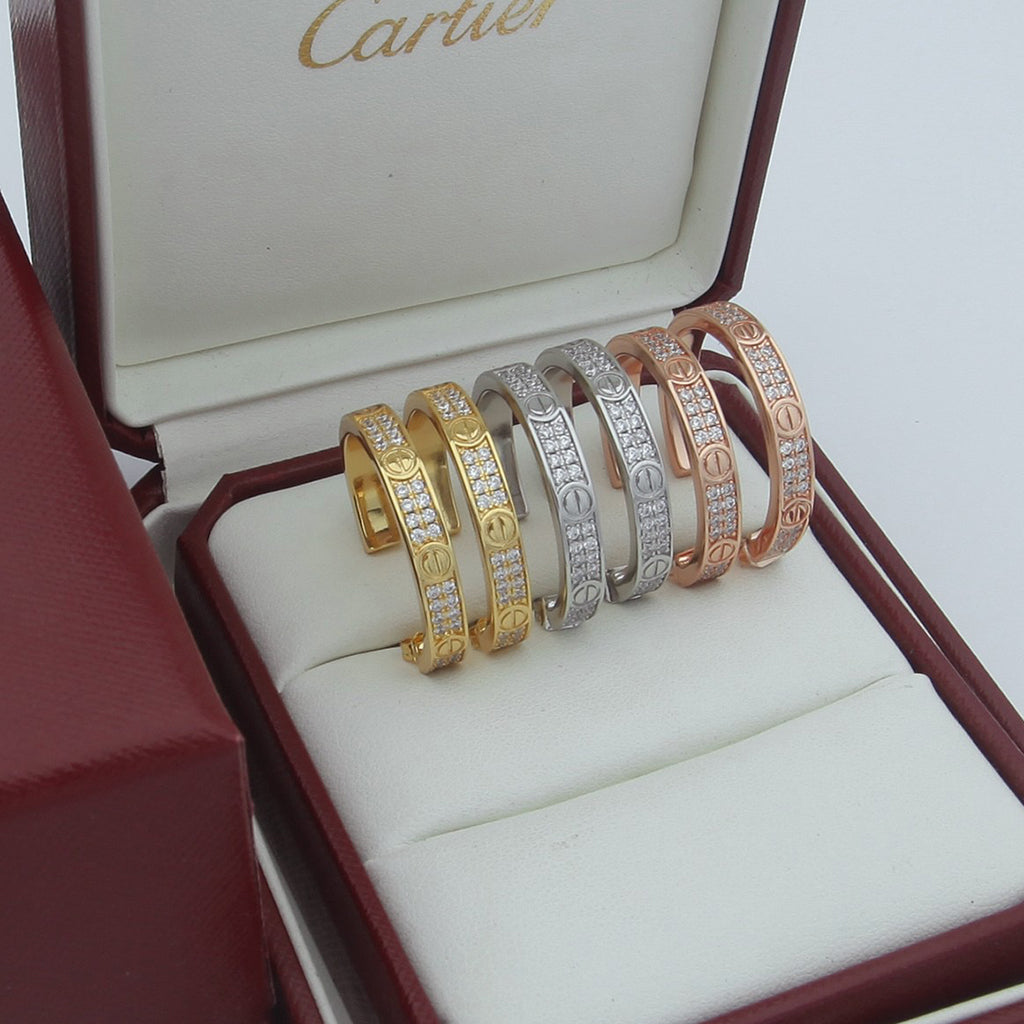 [sparkle Jewelery]LOVE EARRINGS 3.6MM DIAMOND PAVED