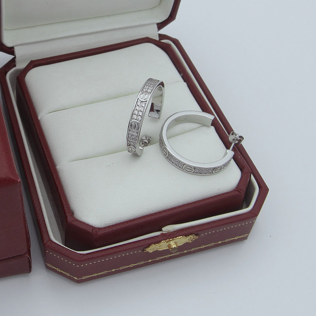 [sparkle Jewelery]LOVE EARRINGS 3.6MM DIAMOND PAVED